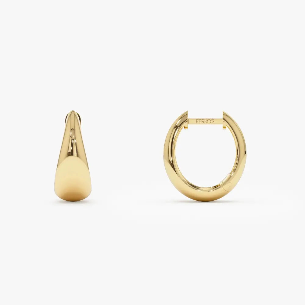 14K Gold Hoops, Teardrop Hoop Earrings, Tapered Hoops, Teardrop Huggie Earrings, Gold Gypsy Earrings, Must Have for Every Women