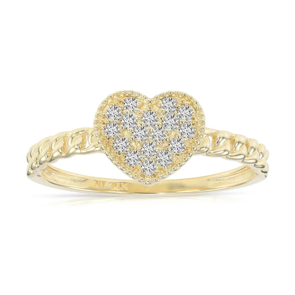 14K Gold Lab Diamond Heart Ring, 0.17Ctw