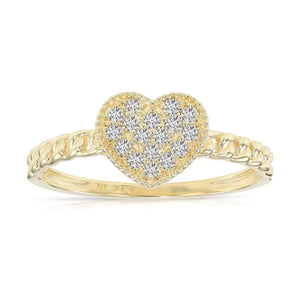 14K Gold Lab Diamond Heart Ring, 0.17Ctw