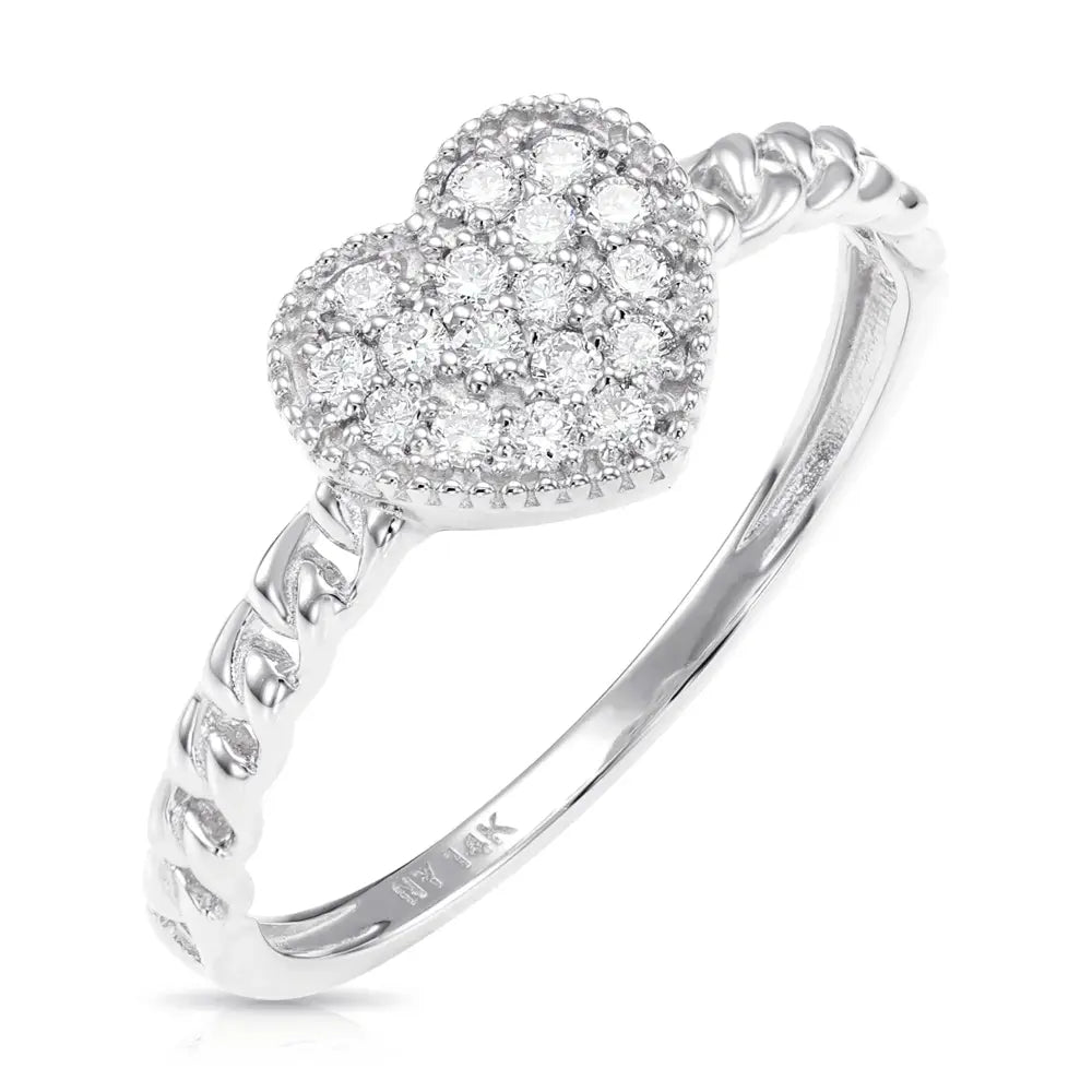 14K Gold Lab Diamond Heart Ring, 0.17Ctw