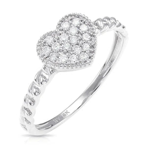 14K Gold Lab Diamond Heart Ring, 0.17Ctw