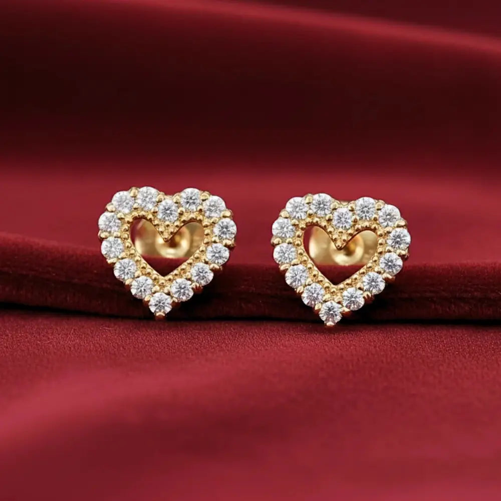 14K Gold Lab Diamond Heart Stud Earrings, 0.25Ctw