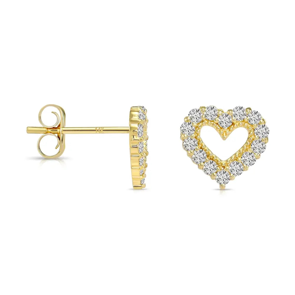 14K Gold Lab Diamond Heart Stud Earrings, 0.25Ctw