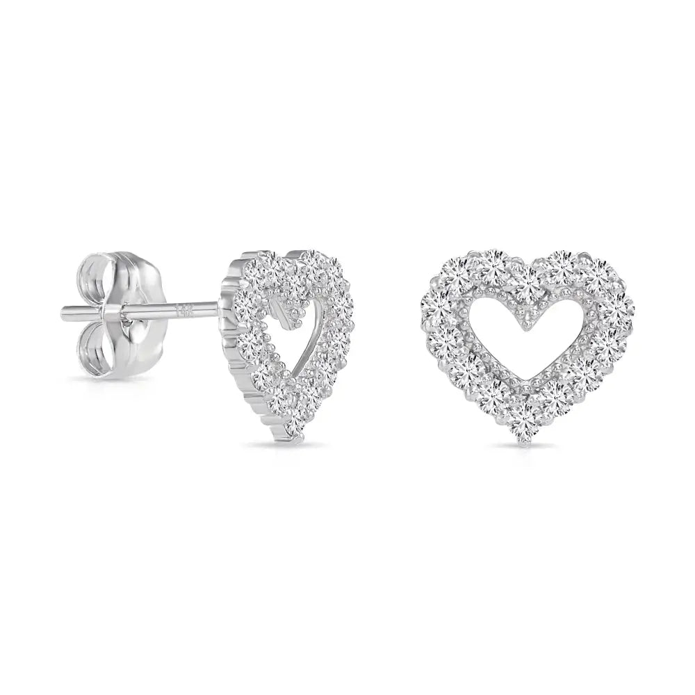14K Gold Lab Diamond Heart Stud Earrings, 0.25Ctw