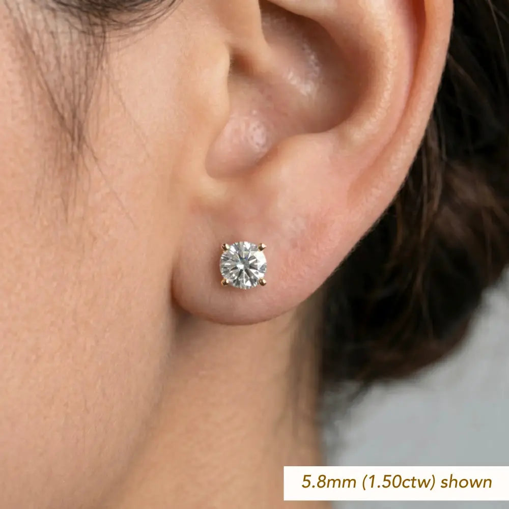 14K Gold Lab Diamond Stud Earrings, 1.50Ctw, with Screw Backs