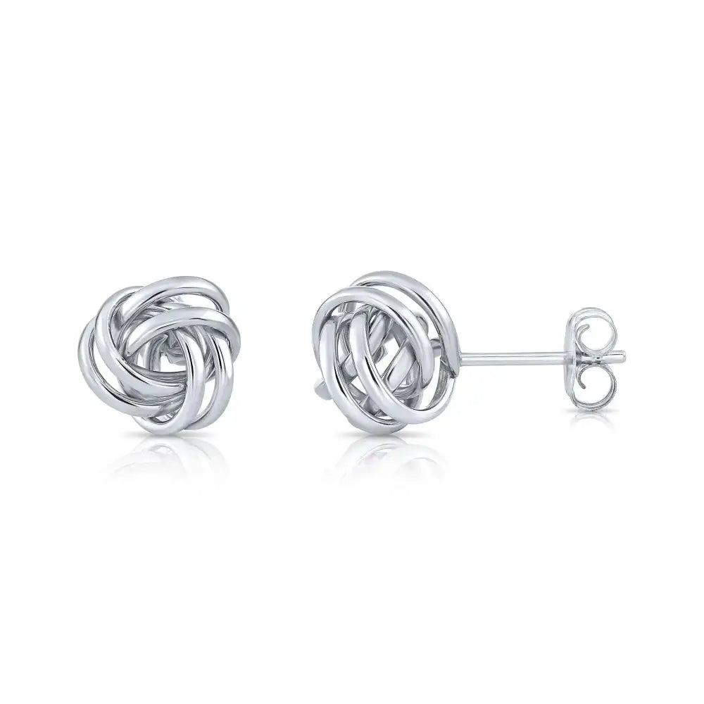 14K Gold Love Knot Push-Back Stud Earrings – 7mm, 9mm, 11mm for Friendship & Unity.