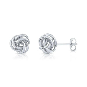 14K Gold Love Knot Push-Back Stud Earrings – 7mm, 9mm, 11mm for Friendship & Unity.