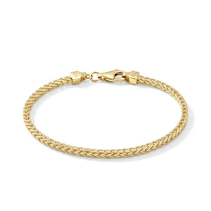 14K Gold Plated Italian Franco Chain Bracelet, Solid Sterling Silver, with Lobster Lock, 7 Inches