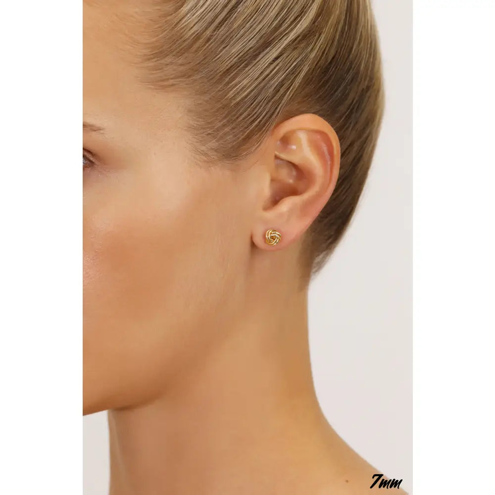14K Gold Polished Love Knot Stud Earrings, 7Mm