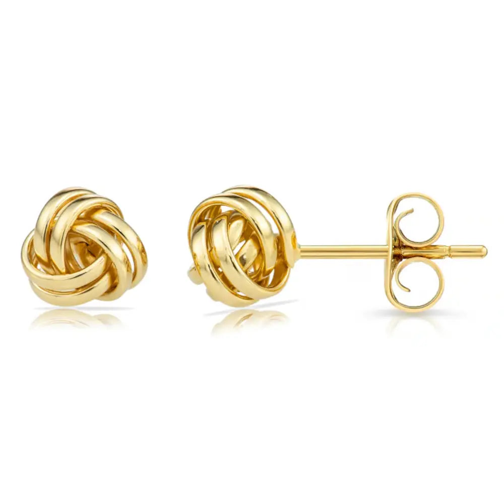 14K Gold Polished Love Knot Stud Earrings, 7Mm