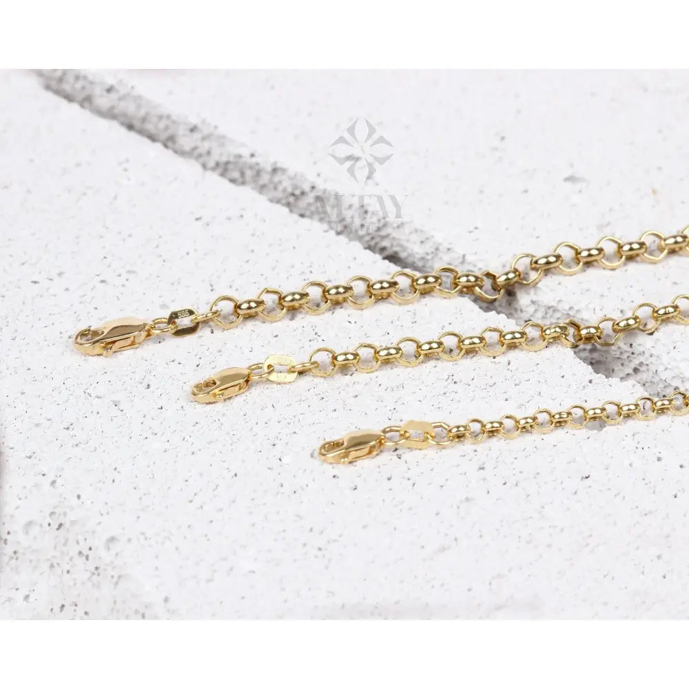 14K Gold Rolo Chain Bracelet, 3Mm 4Mm 5Mm Gold Link Belcher Chain Bracelet, Link Charm Bracelet, Minimal Delicate round Bracelet, Woman, Men