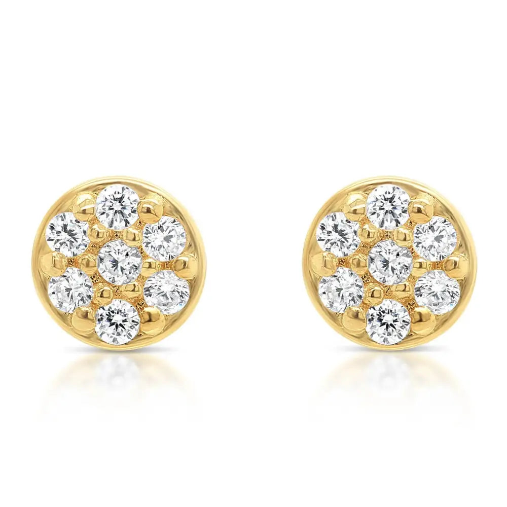 14K Gold round Stud Earrings with Screw Backings