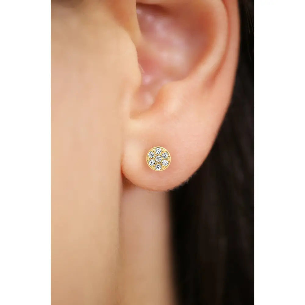 14K Gold round Stud Earrings with Screw Backings