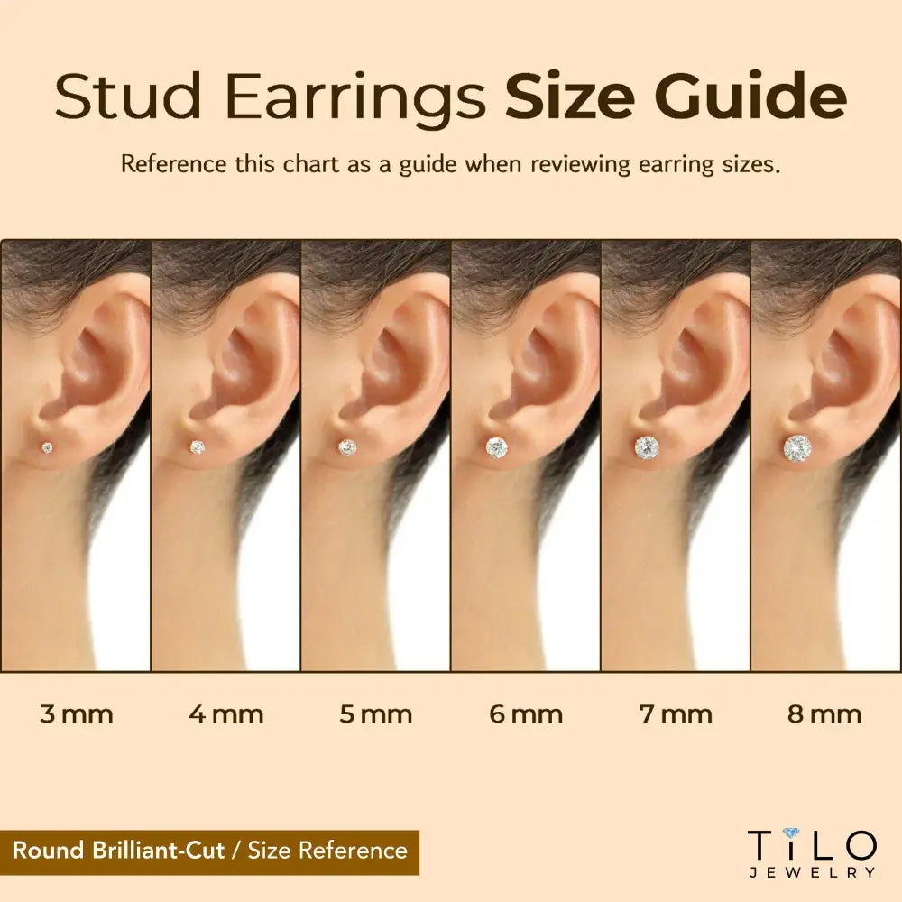 14K Gold Stud Earrings, round Brilliant-Cut, Square Princess-Cut, Oval-Cut, Sparkling CZ Studs, with Screw Backings, Unisex, by TILO Jewelry
