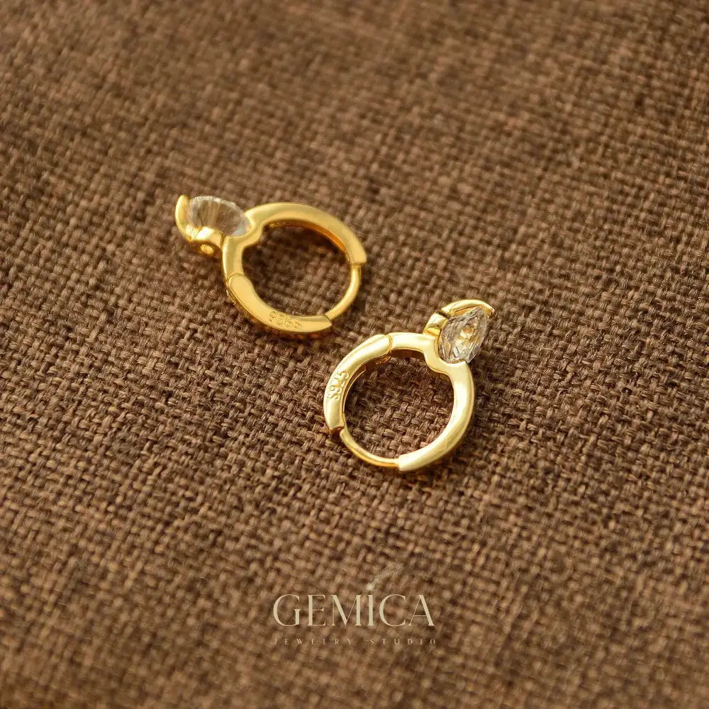 14K Gold Vermeil Diamond Stud Earrings: Elegant Minimalist Jewelry, Ohrstecker Gold, Ohrringe Gold