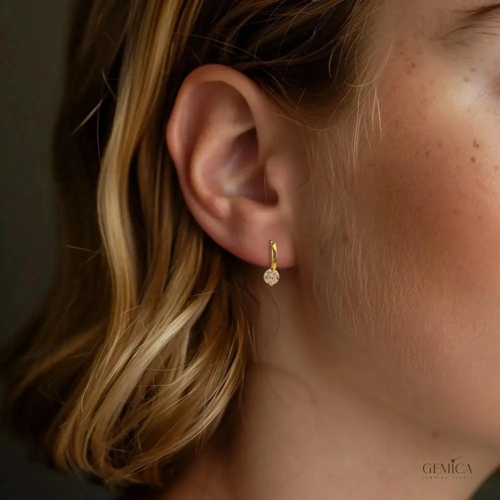14K Gold Vermeil Diamond Stud Earrings: Elegant Minimalist Jewelry, Ohrstecker Gold, Ohrringe Gold