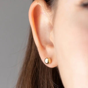 14K Real Gold High Polished Stud Earrings with Push Back Closure | Sizes: 5Mm, 6Mm, 7Mm, 10Mm | High Quality Ball Studs