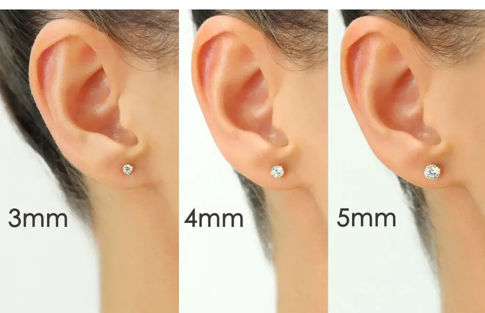 14K Rose Gold Zirconia Solitaire Stud Earrings, Pushback
