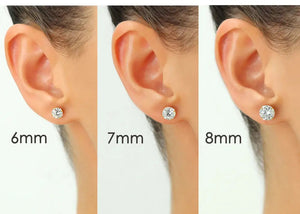 14K Rose Gold Zirconia Solitaire Stud Earrings, Pushback