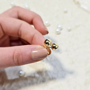 14K Solid Gold Ball Stud Earrings: Minimalist Bead Studs