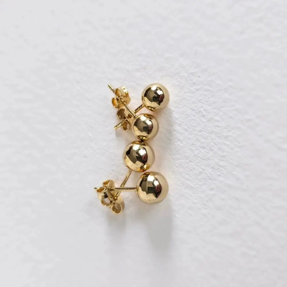 14K Solid Gold Ball Stud Earrings: Minimalist Bead Studs