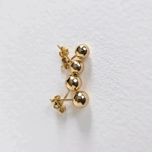 14K Solid Gold Ball Stud Earrings: Minimalist Bead Studs