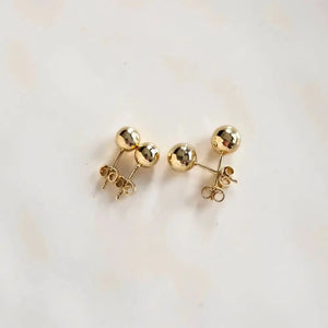 14K Solid Gold Ball Stud Earrings: Minimalist Bead Studs