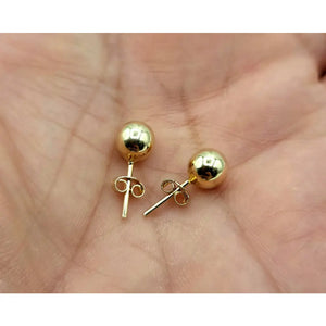 14K Solid Gold Ball Stud Earrings: Minimalist Dainty Jewelry