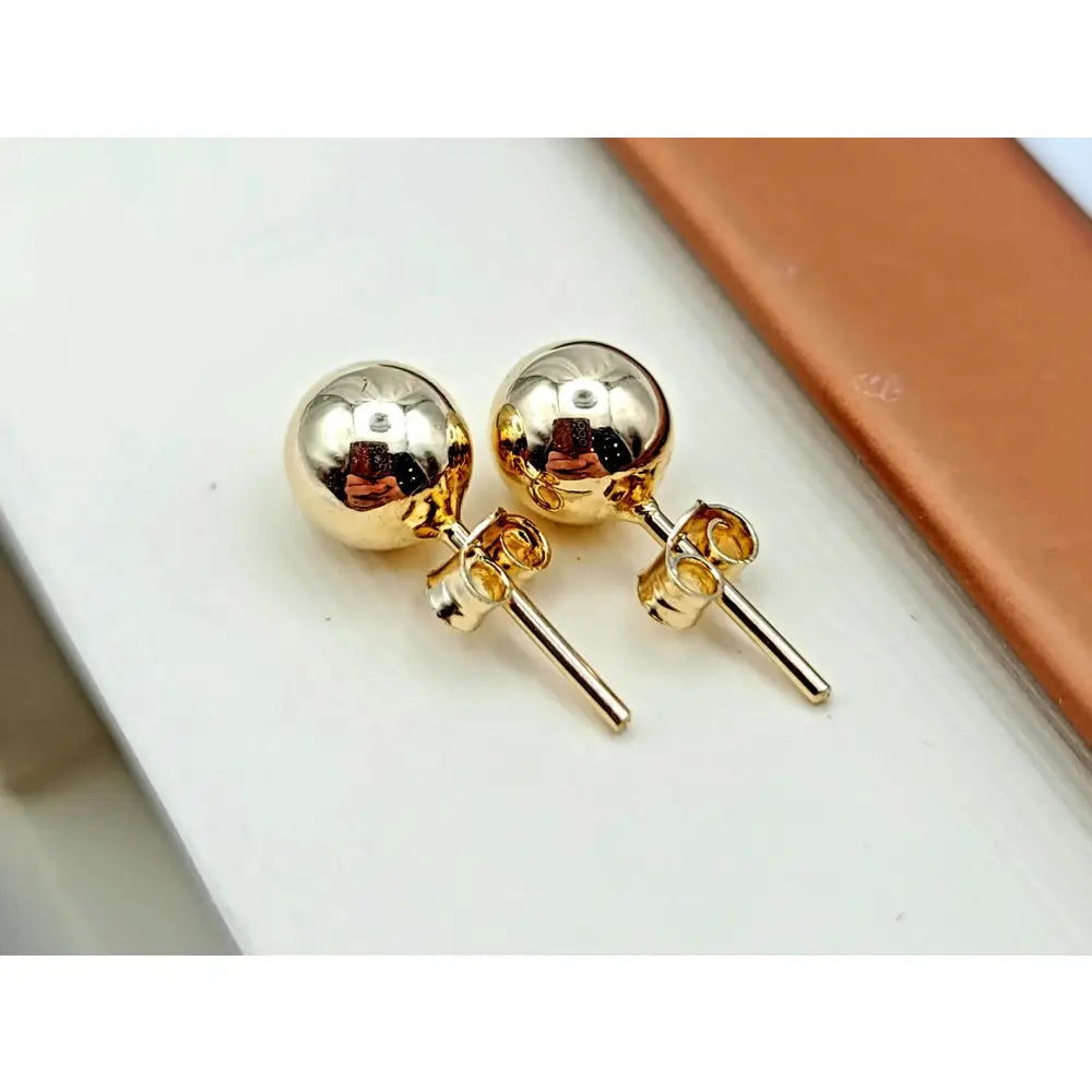 14K Solid Gold Ball Stud Earrings: Minimalist Dainty Jewelry