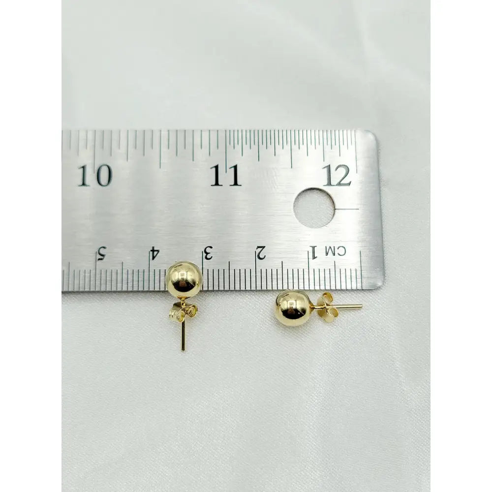 14K Solid Gold Ball Stud Earrings: Minimalist Dainty Jewelry