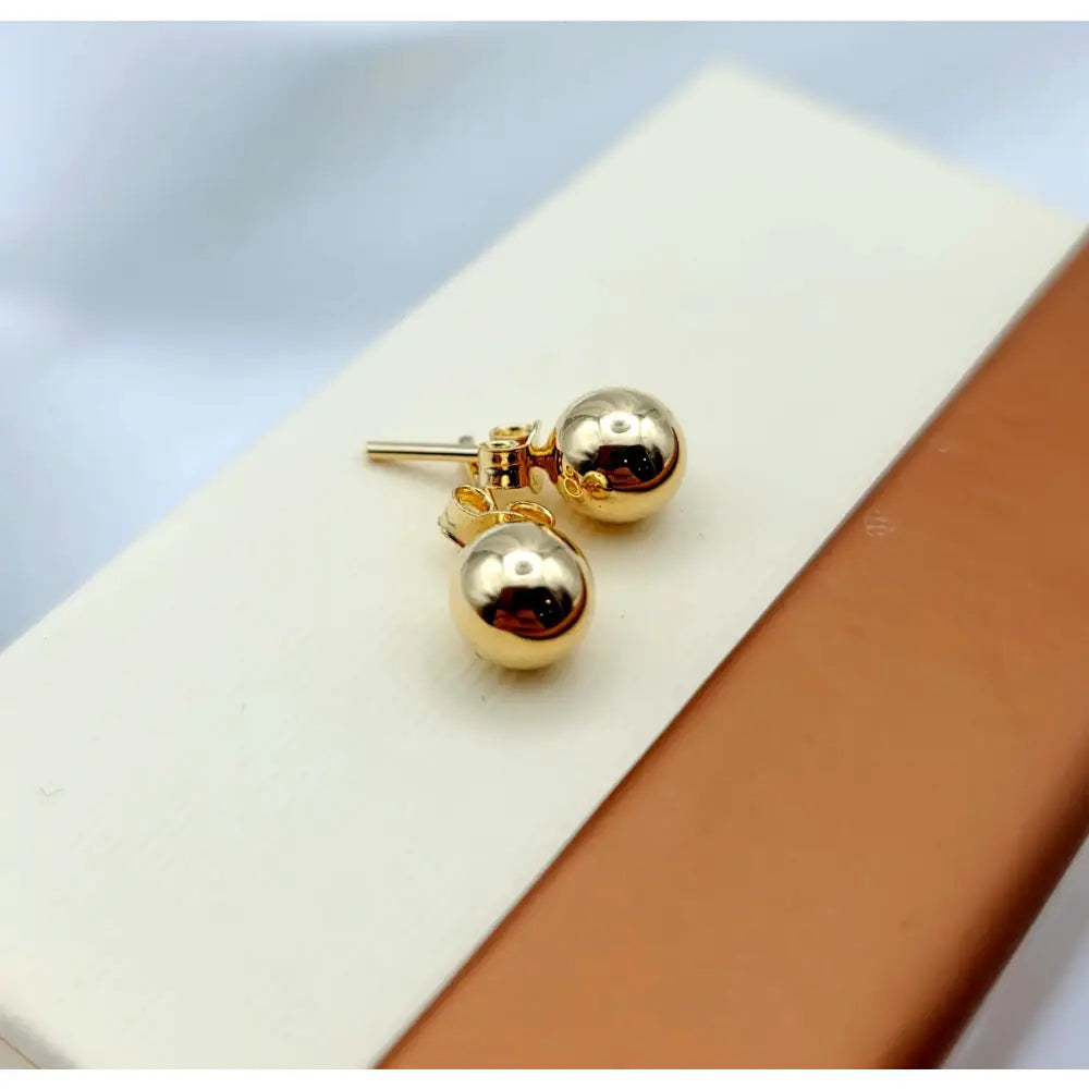 14K Solid Gold Ball Stud Earrings: Minimalist Dainty Jewelry