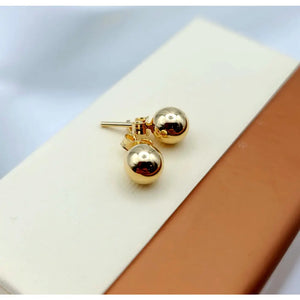 14K Solid Gold Ball Stud Earrings: Minimalist Dainty Jewelry