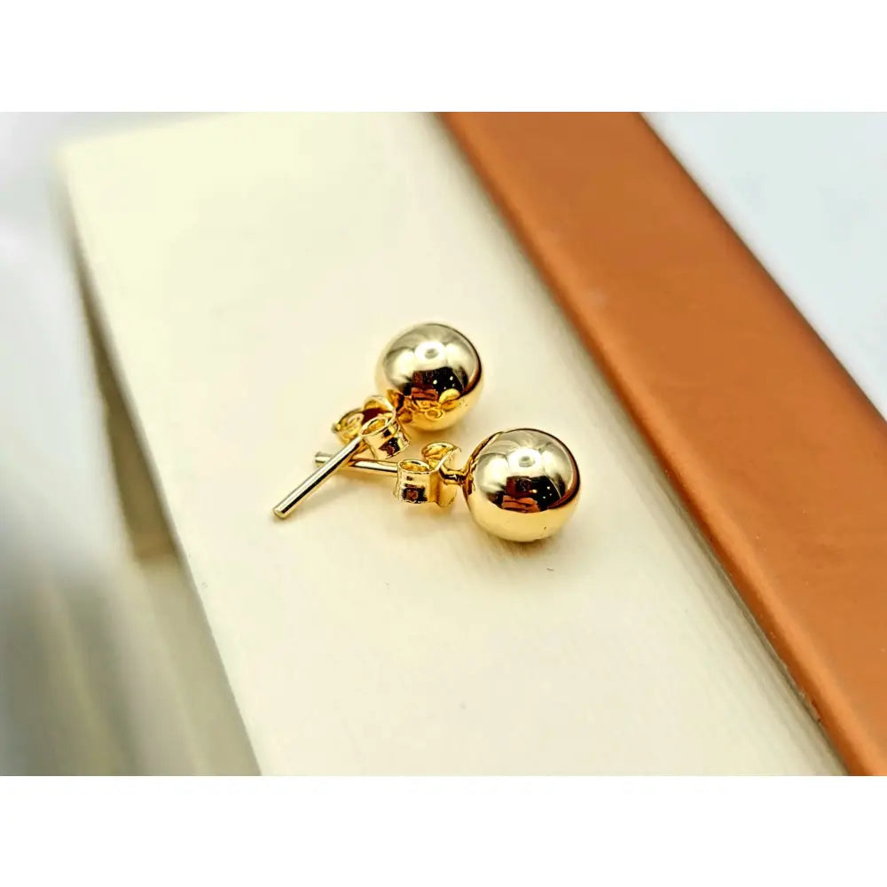 14K Solid Gold Ball Stud Earrings: Minimalist Dainty Jewelry