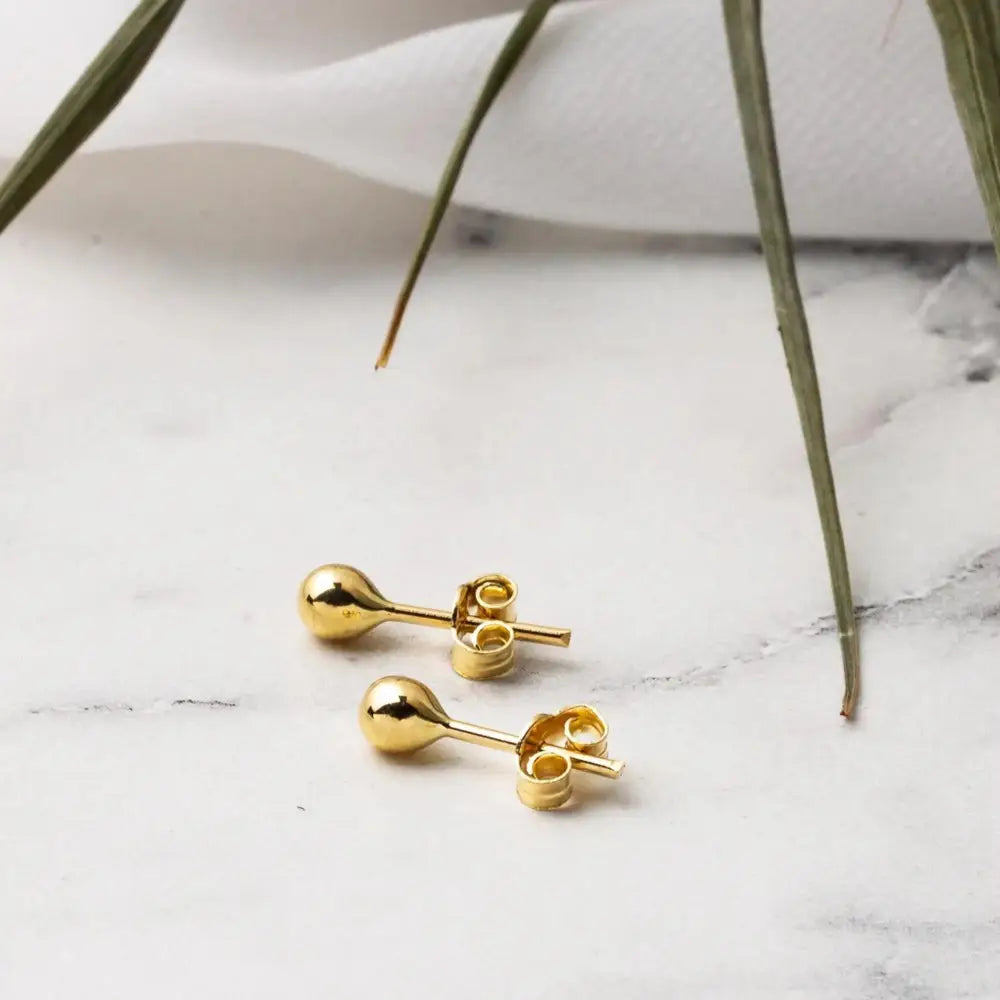 14K Solid Gold Ball Stud Earrings, Yellow Gold Ball Earrings 4Mm, Gold round Ball Stud Sleeper Earrings, Classic Jewelry