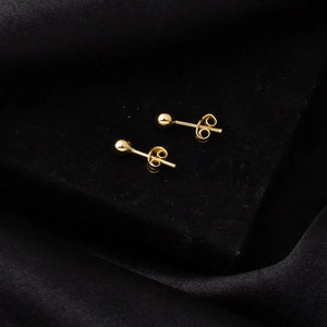 14K Solid Gold Ball Stud Earrings, Yellow Gold Ball Earrings 4Mm, Gold round Ball Stud Sleeper Earrings, Classic Jewelry