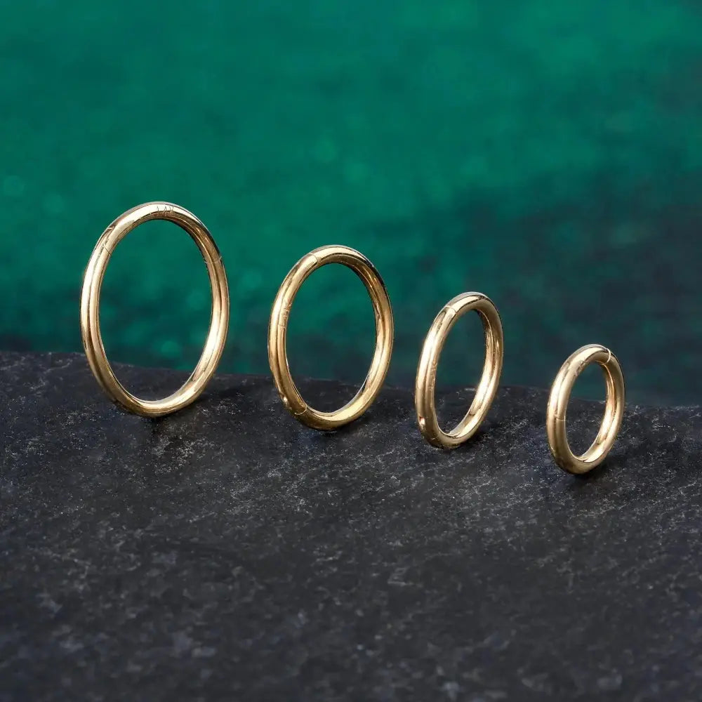 14K Solid Gold Clicker Hoop Earring - 16G Elegant Cartilage Helix Conch Nose Daith Huggie Hoop.