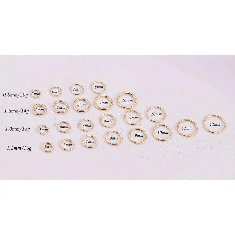 14K Solid Gold Clicker Hoop Earring - Stylish Hinged Cartilage, Helix, Tragus, and Nose Ring.