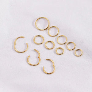 14K Solid Gold Clicker Hoop Earring - Stylish Hinged Cartilage, Helix, Tragus, and Nose Ring.