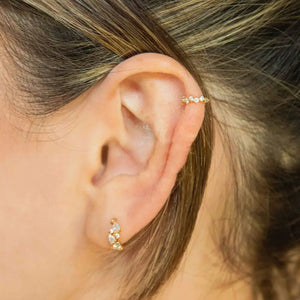 14K Solid Gold Diamond Cartilage Hoop Earring: Helix Huggie