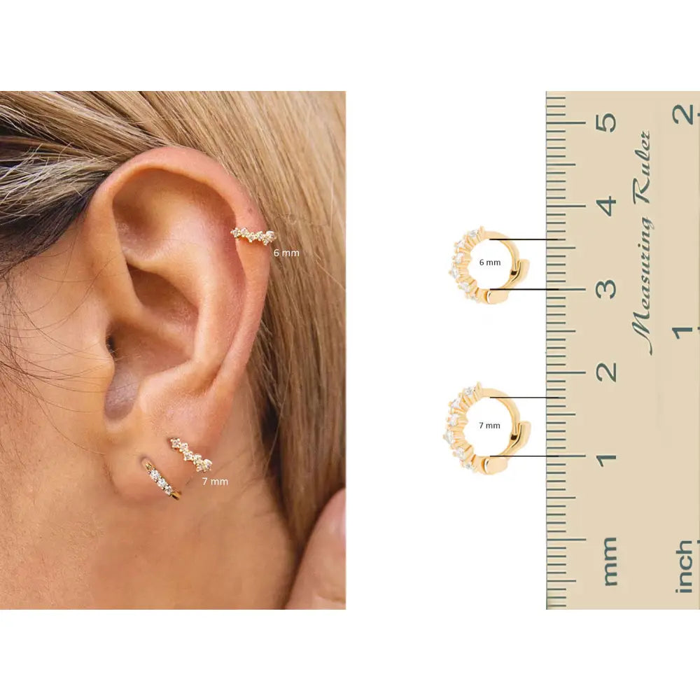 14K Solid Gold Diamond Cartilage Hoop Earring: Helix Huggie