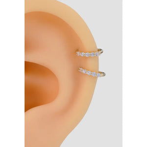 14K Solid Gold Diamond Oval Huggie Hoop Earring, Gold Hinged Segment Clicker, Clear CZ Rook Clicker Ring, Oval Seamless Belly Ring Clicker
