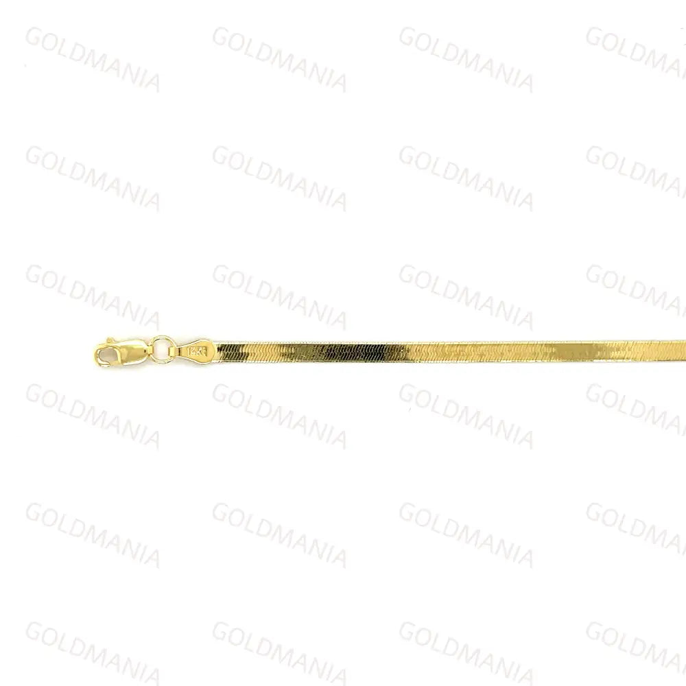 14K Solid Gold Herringbone Anklet: 3Mm Real Gold Ankle Chain