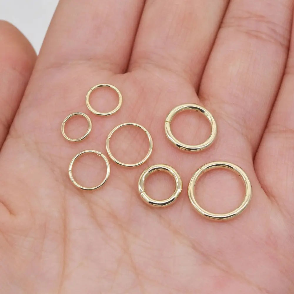 14K Solid Gold Hinged Clicker Hoop Belly Button Hoop Huggie Hoop Cartilage Earring Conch Hoop Helix Hoop Nose Hoop Tragus Clicker Hoop