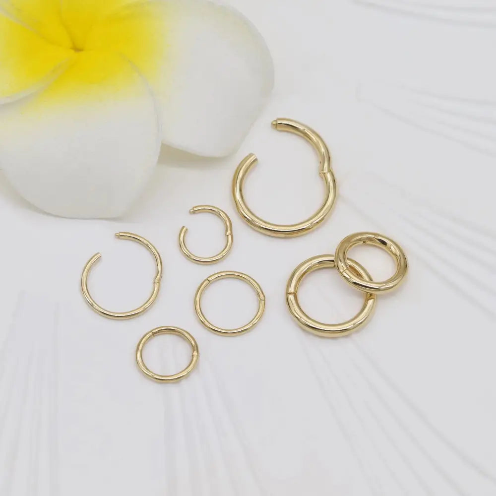 14K Solid Gold Hinged Clicker Hoop Belly Button Hoop Huggie Hoop Cartilage Earring Conch Hoop Helix Hoop Nose Hoop Tragus Clicker Hoop