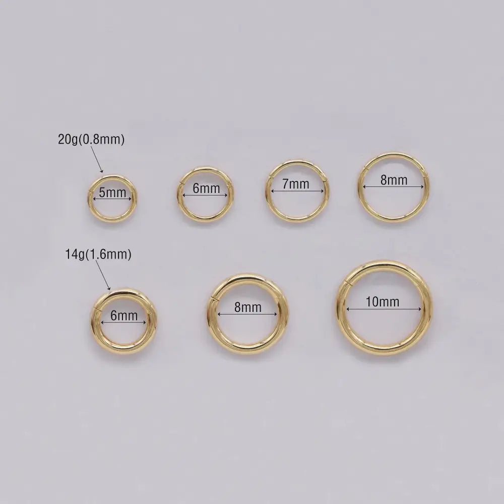 14K Solid Gold Hinged Clicker Hoop Belly Button Hoop Huggie Hoop Cartilage Earring Conch Hoop Helix Hoop Nose Hoop Tragus Clicker Hoop