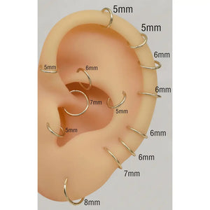 14K Solid Gold Hinged Clicker Hoop Belly Button Hoop Huggie Hoop Cartilage Earring Conch Hoop Helix Hoop Nose Hoop Tragus Clicker Hoop