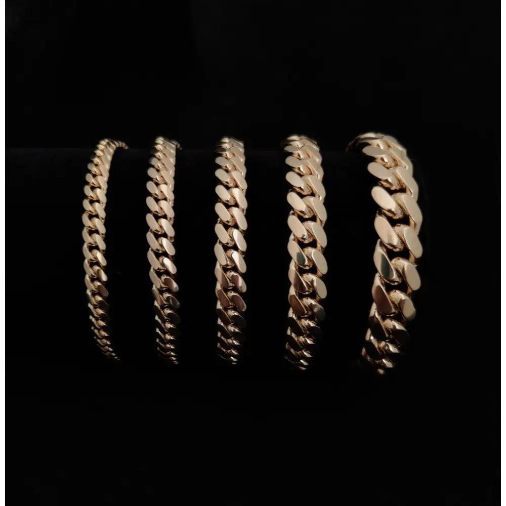 14K SOLID Gold Miami Cuban Chain Bracelet, Box Clasp Lock, Heavy Real 14K 3Mm-10Mm Yellow Gold,14K Bracelet, 14K Gold Miami Cuban Bracelet