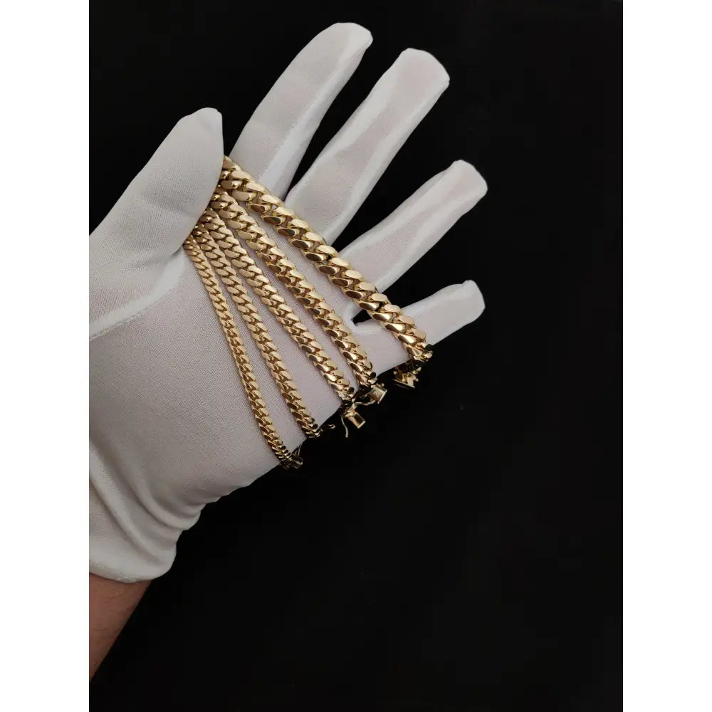 14K SOLID Gold Miami Cuban Chain Bracelet, Box Clasp Lock, Heavy Real 14K 3Mm-10Mm Yellow Gold,14K Bracelet, 14K Gold Miami Cuban Bracelet