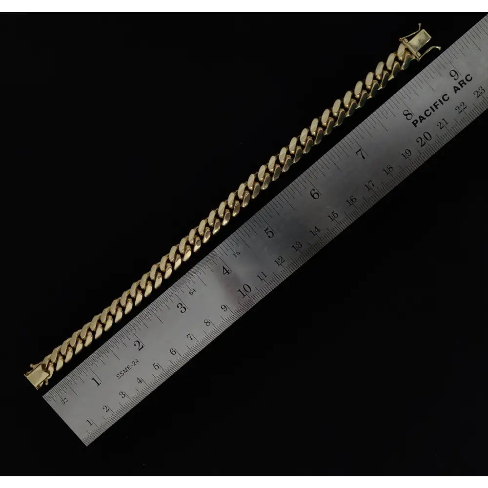 14K SOLID Gold Miami Cuban Chain Bracelet, Box Clasp Lock, Heavy Real 14K 3Mm-10Mm Yellow Gold,14K Bracelet, 14K Gold Miami Cuban Bracelet