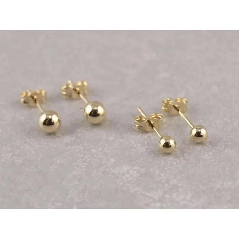 14K Solid Gold Minimalist Round Ball Stud Earrings - 4mm, 7mm, & 8mm Options.